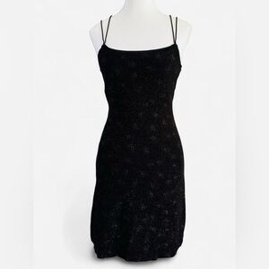 Byer Too! Sparkly Black Mini Slip Dress – Size M – Vintage Y2K – Made in USA